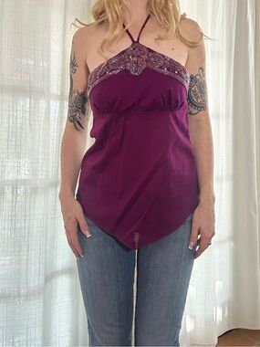 Vintage y2k Bebe beaded halter top